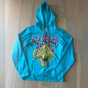 Def Leppard Aqua Blue Oversizred Hoodie